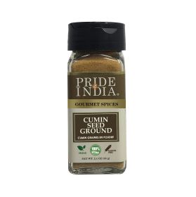 Pride of India – Cumin Seed Ground – Traditional Indian Spice – Seasoning spice for Curries/Lentils/Chicken/Meat – Easy to Use – 2.4 oz. Small Dual Si