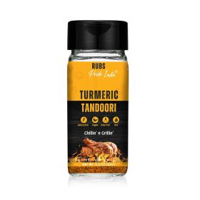 Pride of India Turmeric Tandoori Rub 2.3 oz (65 gm) w/ Convenient Dual Sifter Cap Bold Smoky Golden Flavor| Used for Marinating Seasoning Flavoring Sp